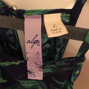 Green and Blue Floral Tank Top Blouse